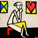Picasso style Woman waiting for love
